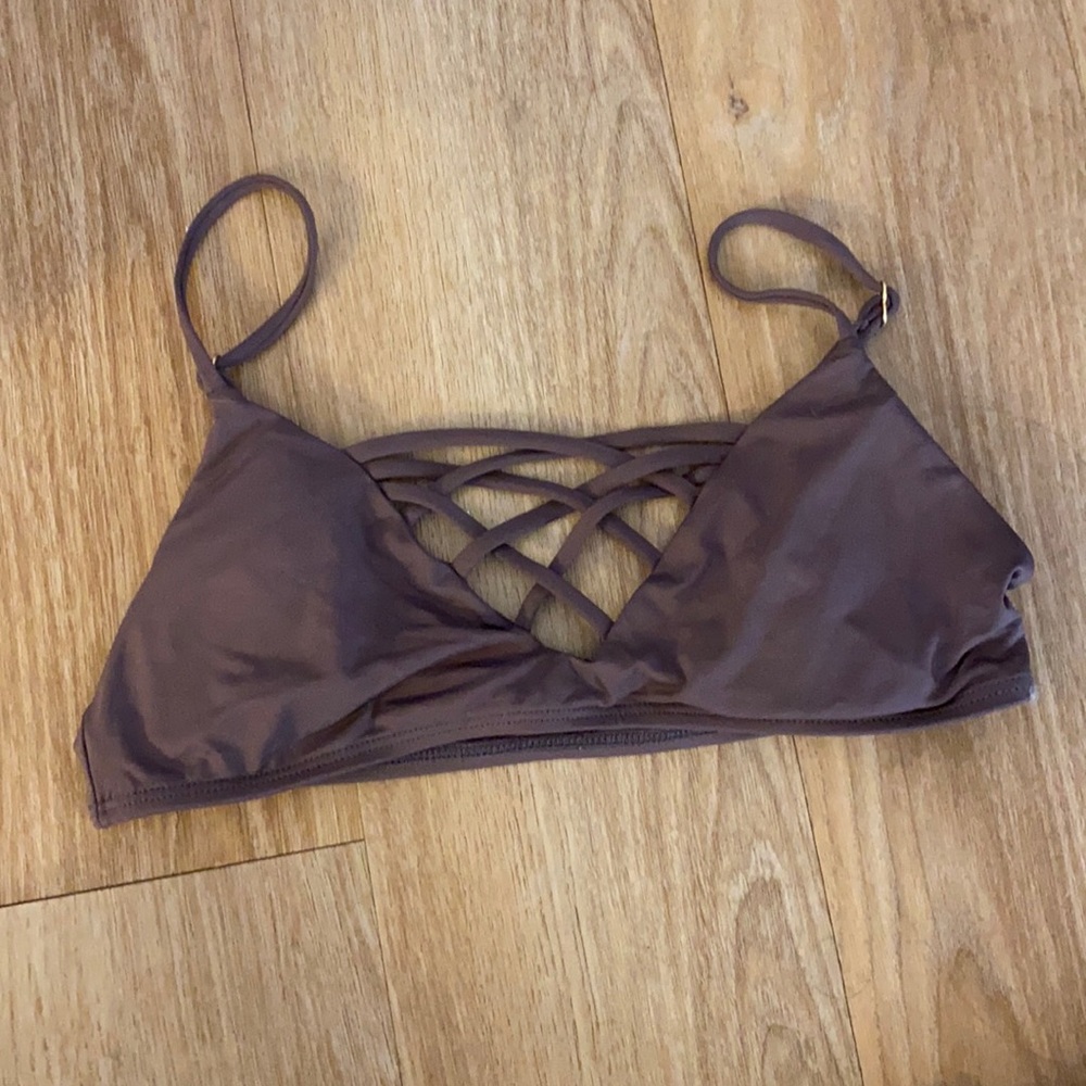 L space small taupe bikini top with pads